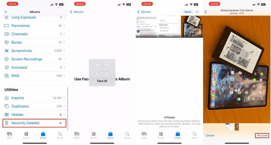 龙湖苹果14维修分享 iPhone14 上恢复已删除的照片 