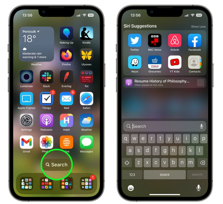 龙湖苹果手机维修分享升级到 iOS 16 后，如何删除主屏幕上的搜索按钮 