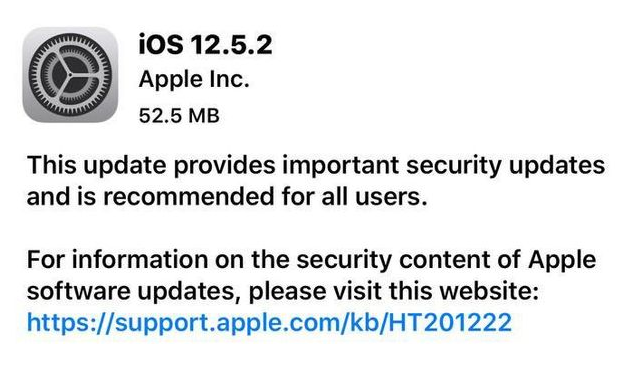 龙湖苹果手机维修分享iOS12.5.2发布，建议所有老苹果用户安装 